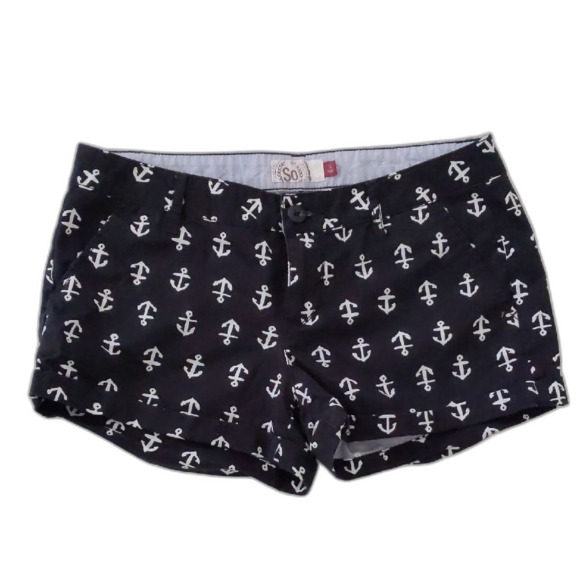 Junior's SO Black and White Anchor Summer Shorts Size 9 - Picture 1 of 5